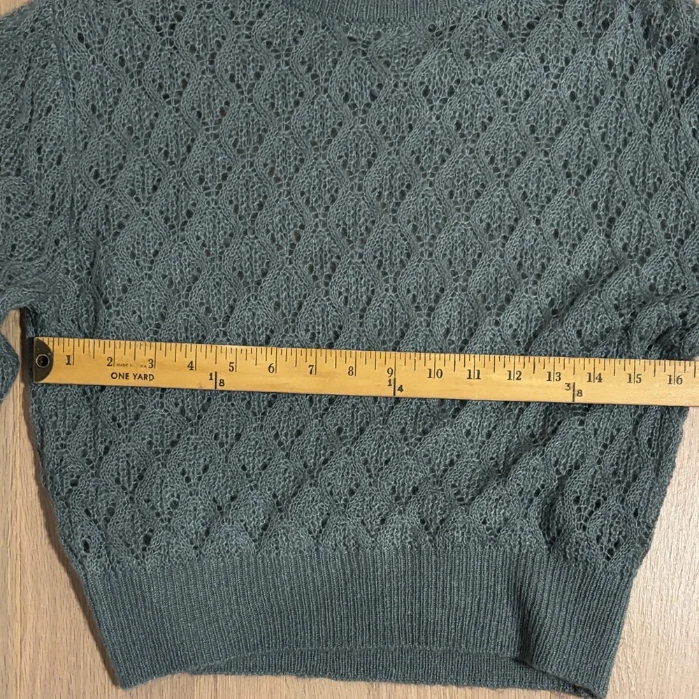 H&M Sage Green Lace Knit Crewneck Sweater -214sku